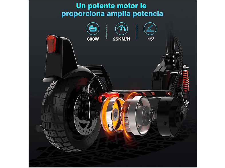 HITWAY H9 — Patinete eléctrico, Pot. máx. 150 W, Carga máx. 50 kg, 2600 mAh, Rojo