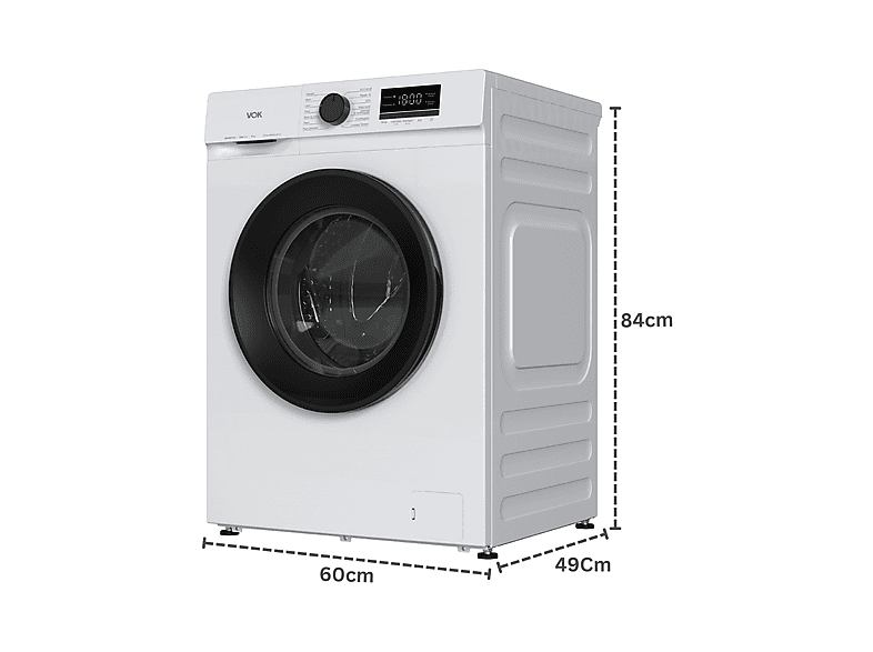 VOK EVW-8BAWL2412 — Lavadora carga frontal, 8 kg, 14 programas, Blanco, Motor Inverter