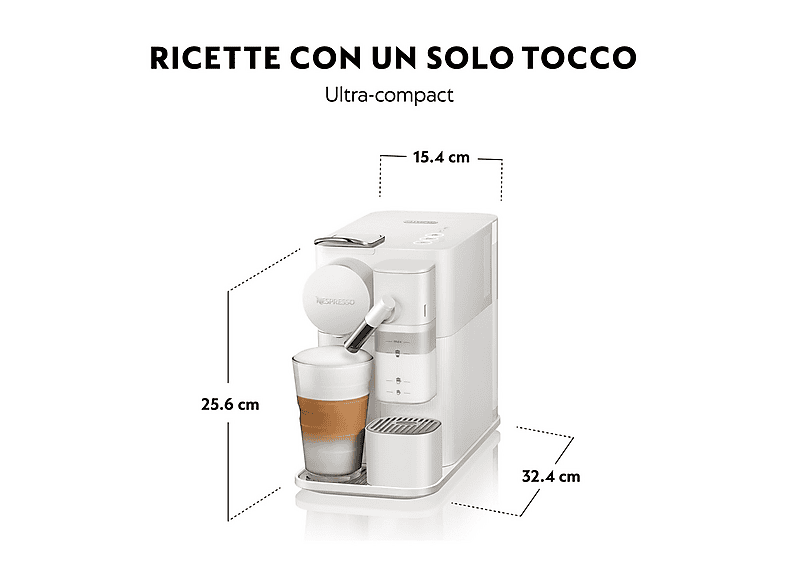 DELONGHI EN510.W LATTISSIMA ONE NEW OR — Cafetera de cápsulas, 1450 W, Blanco, 19 bar, 165 ml