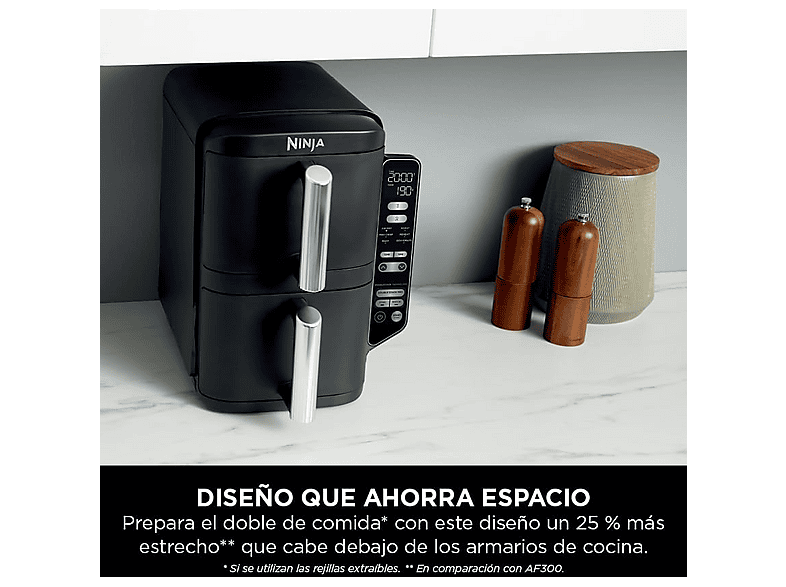 NINJA SL300EU — Freidora de aire, 2470 W, Negro, 7.6 l dividido en 2 bandejas