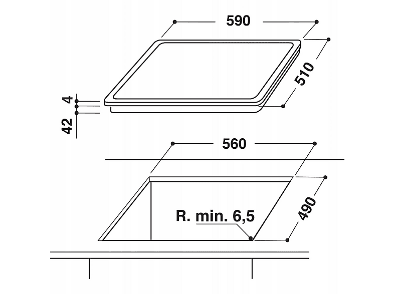WHIRLPOOL AKT 8130 BA — Placa de vitrocerámica, 580 mm, Negro, 4 Fuegos zonas