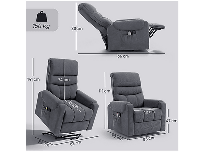 HOMCOM 713-090V92GY — Sillón levanta personas, 42,6 kg, Gris