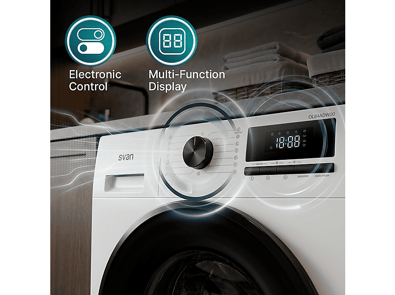 SVAN OL84ADW00 — Lavadora carga frontal, 8 kg, 15 programas, Blanco