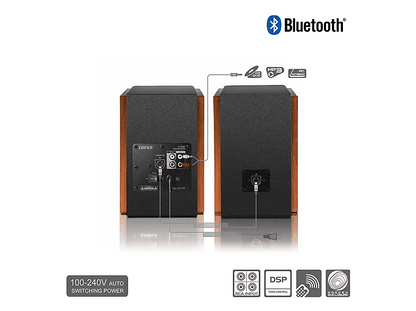 EDIFIER R1700BT — Altavoces Hifi Estéreo, Bluetooth, Brown, 66, 2 canales