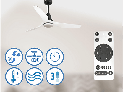 PURLINE ThassosD127C04LED64623 — Ventilador de techo, 18 W, 6 velocidades, Negro
