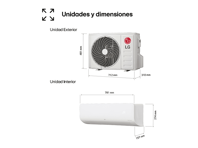 LG WIFIECO12.SET — Aire acondicionado Split 1 x 1, Blanco, 2967 fg/h, ThinQ