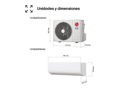 LG WIFIECO12.SET — Aire acondicionado Split 1 x 1, Blanco, 2967 fg/h, ThinQ
