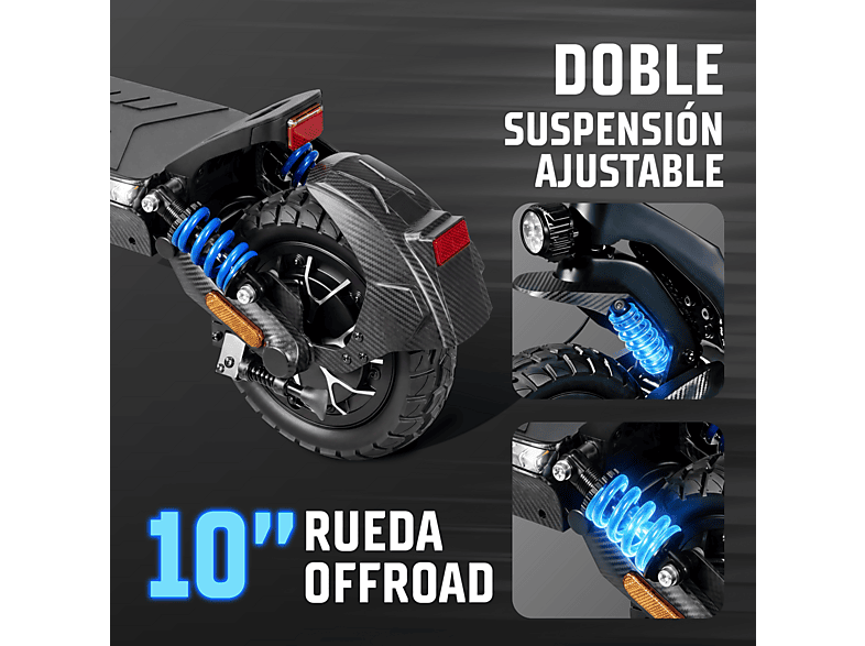 ZWHEEL ZLion Duo — Patinete eléctrico, Pot. máx. 2000 W, Carga máx. 120 kg, 15000 mAh, Negro