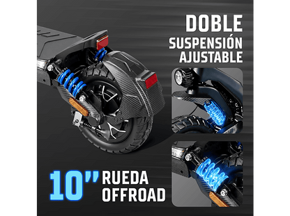 ZWHEEL ZLion Duo — Patinete eléctrico, Pot. máx. 2000 W, Carga máx. 120 kg, 15000 mAh, Negro