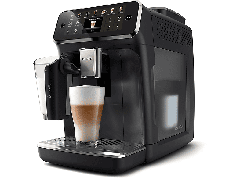 PHILIPS EP4441/50 — Cafetera superautomática, Negro, LatteGo, SilentBrew, 20 Bebidas