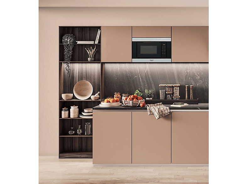 HOTPOINT MF20S IX HA.1 — Microondas integrable, 900 W, Negro, 6 potencia, 20 l