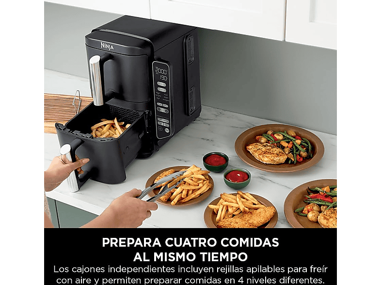 NINJA SL300EU — Freidora de aire, 2470 W, Negro, 7.6 l dividido en 2 bandejas