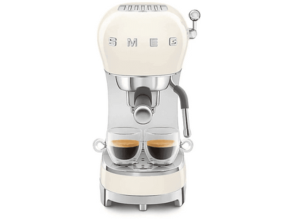 SMEG ECF02CREU — Cafetera express, 1350 W, 15 bar, 2 tazas, Crema de
