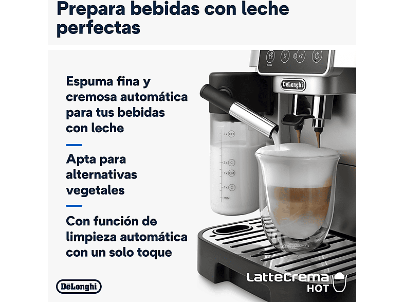 DE LONGHI — Cafetera superautomática, 1450W, De'Longhi Magnifica Start Milk, ECAM220.80.SB, 15bar