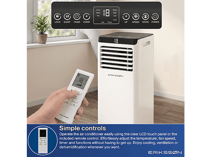 ERIKSSØN Silent Comfort Series Mobile Air conditioner blanco — Aire acondicionado portátil, 30 m², 10000 fg/h, 61 dB(A)