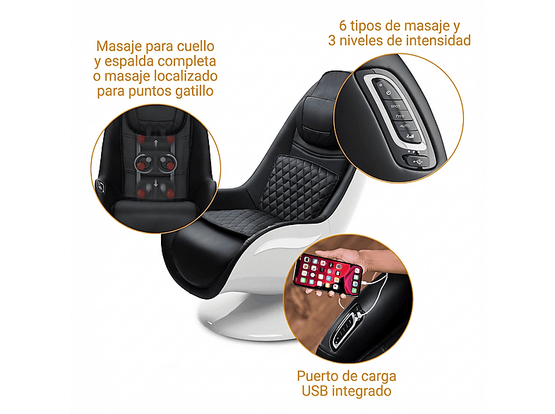 MEDISANA RS 660 — Sillón de masaje, Peso máximo 120 kg, Niveles de funcionamiento: 3, negro
