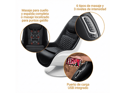 MEDISANA RS 660 — Sillón de masaje, Peso máximo 120 kg, Niveles de funcionamiento: 3, negro