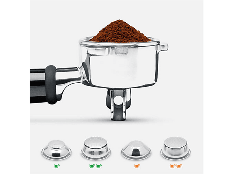 SAGE The Barista Express Impress SES876BST4EEU1 — Cafetera express, 1850 W, 9 bar, 2 Tazas, Impress™ Puck