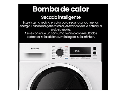 INFINITON SD-BC9DWP — Secadora Bomba de Calor, 9 kg, 16 programas, Blanco