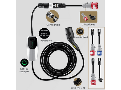 SMORGR 22KW 6A-32A,Tipo 2,IP67 — Cargadores vehículos eléctricos, Negro