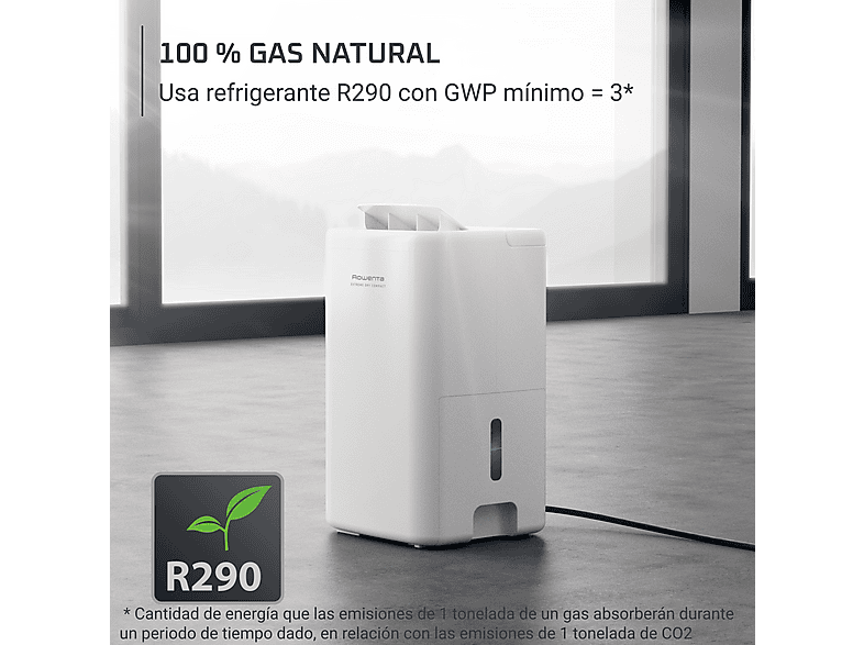 ROWENTA Extreme Dry Compact DH5250 — Deshumidificador, 14L/día, Superficie 40m², Silencioso, Blanco