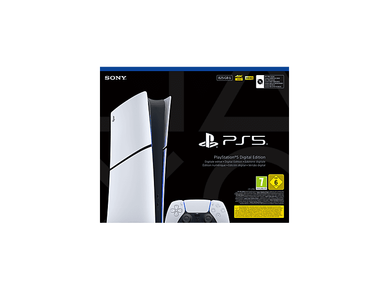 SONY PS5 Slim Digital Edition — Consola, 825 GB SSD, Blanco, 4K, 1 mando