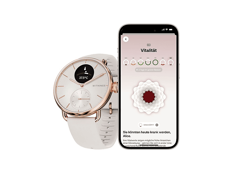 WITHINGS ScanWatch 2 — Smartwatch, Dorado, Acero inoxidable