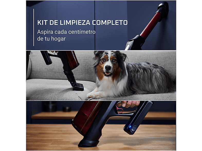ROWENTA RH9A73 X - Force Flex 13.60 Animal Care — Aspirador escoba, 380 W, 0.65 L, Multisuperficie, Rojo