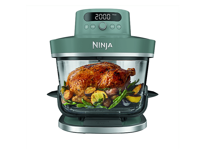 NINJA CRISPi PRO — Freidora de aire, 2050 W, 2 Recipientes de Vídrio: 5..7L y 2.3L, Verde, 5.7 l