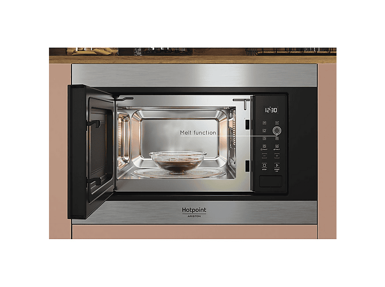 HOTPOINT MF20S IX HA.1 — Microondas integrable, 900 W, Negro, 6 potencia, 20 l