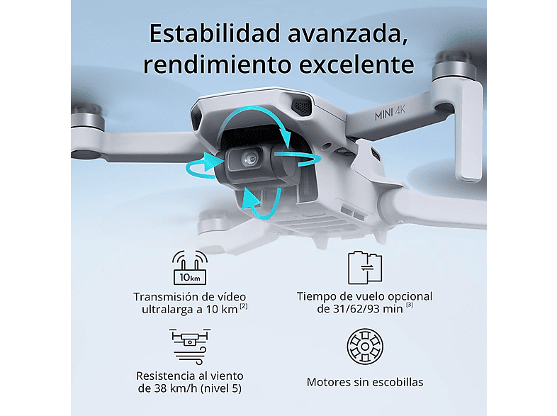 DJI Mini 4K — Dron, Gris, 12 megapixel, 31 min Autonomía, Ideal para Principiantes