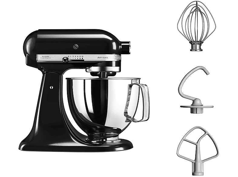 KITCHENAID 5KSM125EOB — Robot amasador, 300W, 4.8L, Negro