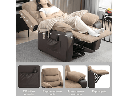 HOMCOM 713-178V92BN — Sillón levanta personas, 46 kg, Marrón