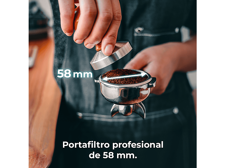 CECOTEC Baristeo Classic — Cafetera express, 2700 W, Preinfusión, Portafiltro 58 mm, Plata