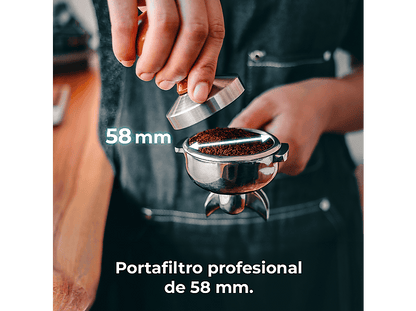 CECOTEC Baristeo Classic — Cafetera express, 2700 W, Preinfusión, Portafiltro 58 mm, Plata