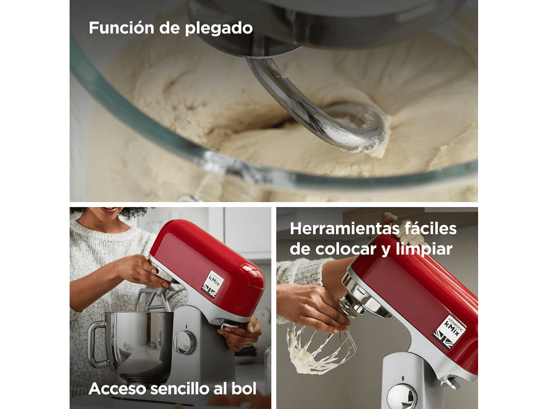 KENWOOD- — Robot de cocina, 1000 W Bol de 5 l, Rojo, Kenwood kMix KMX750RD, Amasadora de repostería