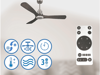 PURLINE MoyoD132C04LED64547 — Ventilador de techo, 18 W, 6 velocidades, Plata