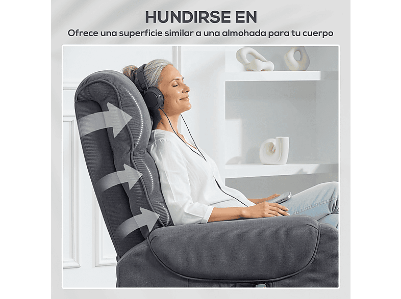 HOMCOM 713-090V92GY — Sillón levanta personas, 42,6 kg, Gris