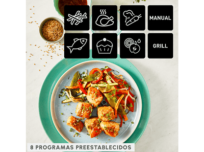 MOULINEX Dual Fry & Grill EZ905D — Freidora de aire, 2700 W, 8.3 L, Táctil, Inox