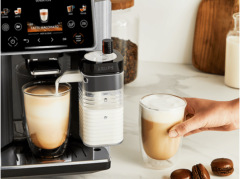 KRUPS Sensation Elite Hot & Cold EA918 — Cafetera superautomática, Molinillo, Táctil, Espumador, 1450 W