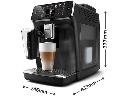 PHILIPS EP4441/50 — Cafetera superautomática, Negro, LatteGo, SilentBrew, 20 Bebidas