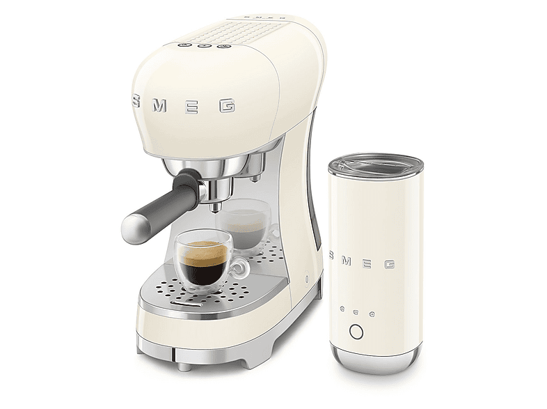 SMEG ECF12CREU — Cafetera express, 1350 W, Crema, 15 bar, 2 Tazas