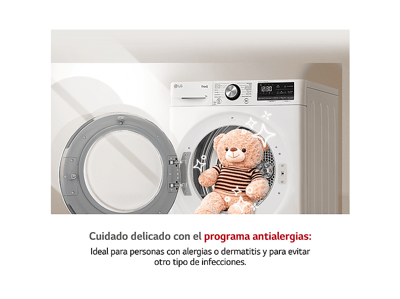LG RH90V5AV6N — Secadora, 9 kg, 14 programas, Blanco, Bomba de calor