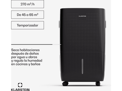 KLARSTEIN DryFy Connect — Deshumidificador, 65 m², Negro, 8 l