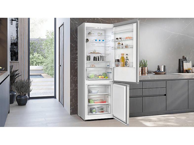 SIEMENS iQ300 KG49NXIDF — Frigorífico combi, Altura 203 mm, No Frost, Capacidad 440 l, Stainless steel