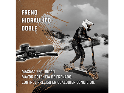 ZWHEEL ZWolf Duo — Patinete eléctrico, Pot. máx. 2000 W, Carga máx. 120 kg, 20000 mAh, 70 km autonomía