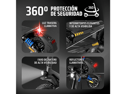 ZWHEEL ZLion Duo — Patinete eléctrico, Pot. máx. 2000 W, Carga máx. 120 kg, 15000 mAh, Negro