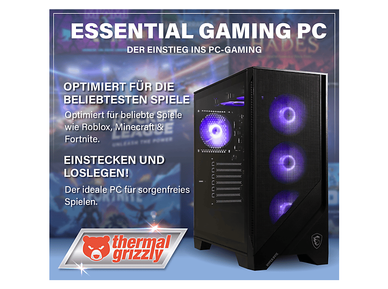 HYPER BYTE Essential Gaming — PC Gaming, 16 GB RAM, 256 GB SSD, Windows, Negro