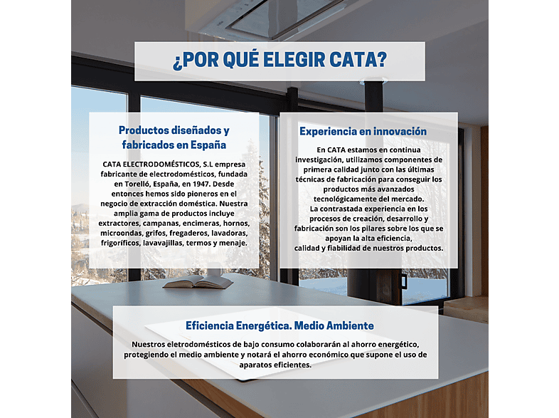 CATA 2186309 ARMONIA X60 — Campana grupo filtrante, 3 velocidades, 645 m³/h, 44 cm, Acero Inox