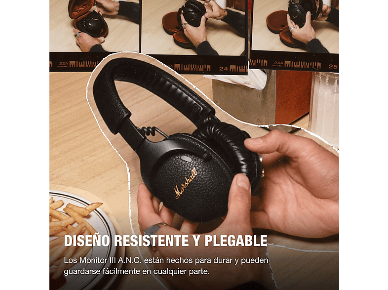MARSHALL Monitor III A.N.C. — Auriculares inalámbricos, Circumaurales, Plegables, Negro, Bluetooth 5.3